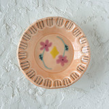 Peach Floral Round Trinket Dish Vanity Trays and Dishes