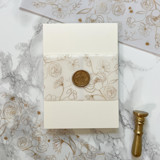 Faux Gold Floral Vellum Belly Band for Wedding Invitaitons 3"(25 pack) Belly Bands