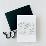 Blue, Pink And Yellow Wildflowers And Butterflies Vellum Belly Band For Wedding Invitation | Set Of 25 Belly Bands