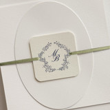 Customizable Monogram Wreath Bellyband Tags with Ribbon for 5 x 7 Invitation | Pack of 25 Belly Bands