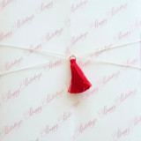 Linen Thread and Mini Red Tassel Belly Band- Customizable- Set of 25 Belly Bands
