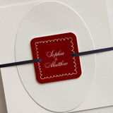 Customizable Scallop Border Bellyband Tags with Ribbon for 5 x 7 Invitation | Pack of 25 Belly Bands