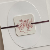 Customizable Venue Illustration Bellyband Tags with Ribbon for 5 x 7 Invitation | Pack of 25 Belly Bands