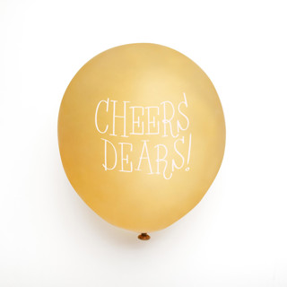 Cheers Dears Latex Balloon, Gold and White, set of 3 Balloons