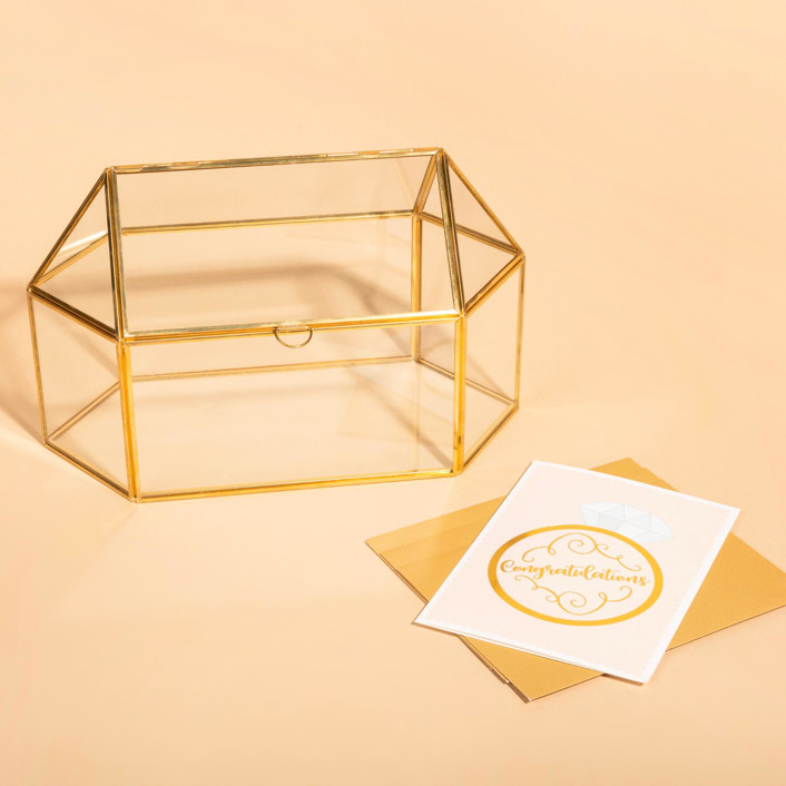 Glass Card Box Half Opening Gold Card Boxes by Hanna Roberts Minted