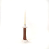 Elegant Leather-Wrapped Candle Holder - Handmade in Morocco - White/Medium Candle Holders