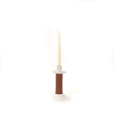 Handcrafted Leather-Wrapped Candle Holder - White/Short Candle Holders