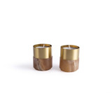 Elegant Brass Candle Holder with Amber Alabaster Finish Candle Holders