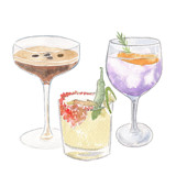 Custom Cocktail Watercolor Icon Commissioned Design Element