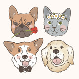 Custom Pet Icon, Face Portrait Illustration Commissioned Design Element