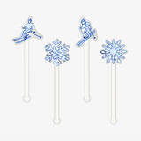Skier Snowflake Acrylic Drink Stir Sticks (Set of 4) Stir Sticks