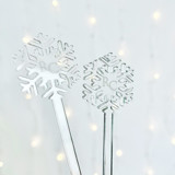 Personalized Snowflake Silver Mirror Drink Stirrers, Custom Initials | Set of 10 Stir Sticks