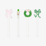 Pink Christmas Acrylic Drink Stir Sticks (Set of 4) Stir Sticks