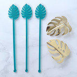 Monstera Stir Sticks - Frosted Teal (Set of 25) Stir Sticks