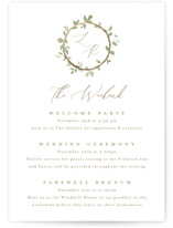 Canopy Foil-Pressed Wedding Weekend Itinerary Cards