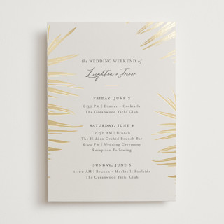 Gilded Palm Foil-Pressed Wedding Weekend Itinerary Cards