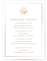 Hydrangea bloom Foil-Pressed Wedding Weekend Itinerary Cards