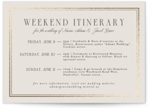Grace Foil-Pressed Wedding Weekend Itinerary Cards