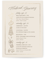Seaside Foil-Pressed Wedding Weekend Itinerary Cards