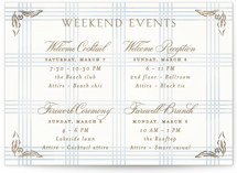 salt and ivory Foil-Pressed Wedding Weekend Itinerary Cards
