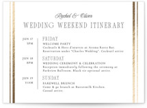 Side Stripe Foil-Pressed Wedding Weekend Itinerary Cards