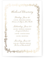 Boho flower crest Foil-Pressed Wedding Weekend Itinerary Cards