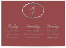 Scallop Frame Foil-Pressed Wedding Weekend Itinerary Cards