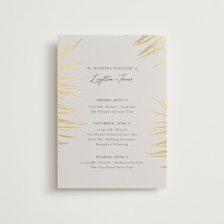 Gilded Palm Foil-Pressed Petite Wedding Weekend Itinerary Cards