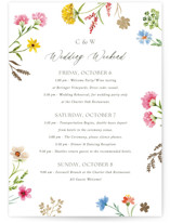 Bright Garden Foil-Pressed Petite Wedding Weekend Itinerary Cards