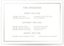 Country Elegance Foil-Pressed Petite Wedding Weekend Itinerary Cards