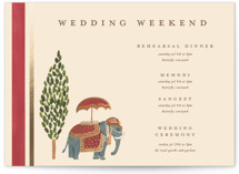 Indian Elephant Foil-Pressed Petite Wedding Weekend Itinerary Cards