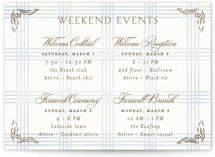 salt and ivory Foil-Pressed Petite Wedding Weekend Itinerary Cards