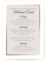 Gilded Forest Foil-Pressed Petite Wedding Weekend Itinerary Cards
