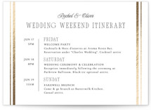 Side Stripe Foil-Pressed Petite Wedding Weekend Itinerary Cards