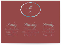 Scallop Frame Foil-Pressed Petite Wedding Weekend Itinerary Cards