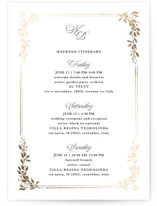 Foil-Pressed Grand Wedding Weekend Itinerary Cards