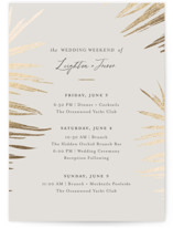 Gilded Palm Foil-Pressed Grand Wedding Weekend Itinerary Cards