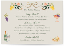 Garden Feast Foil-Pressed Grand Wedding Weekend Itinerary Cards