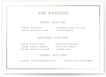 Country Elegance Foil-Pressed Grand Wedding Weekend Itinerary Cards