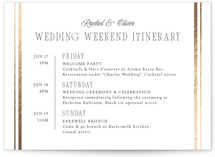 Side Stripe Foil-Pressed Grand Wedding Weekend Itinerary Cards