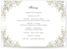 flowering arch Wedding Weekend Itinerary Cards