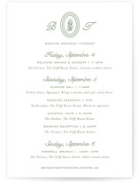 Court Wedding Weekend Itinerary Cards