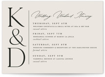 Modern Monogram Wedding Weekend Itinerary Cards