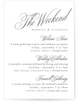 Written with love Wedding Weekend Itinerary Cards