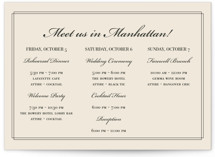 Uptown Formal Wedding Weekend Itinerary Cards