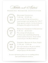 Calia Wedding Weekend Itinerary Cards