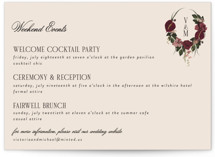 Romantics Wedding Weekend Itinerary Cards