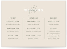 True North Wedding Weekend Itinerary Cards