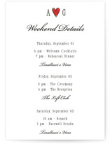 Two Hearts Wedding Weekend Itinerary Cards