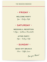 Trattoria Wedding Weekend Itinerary Cards